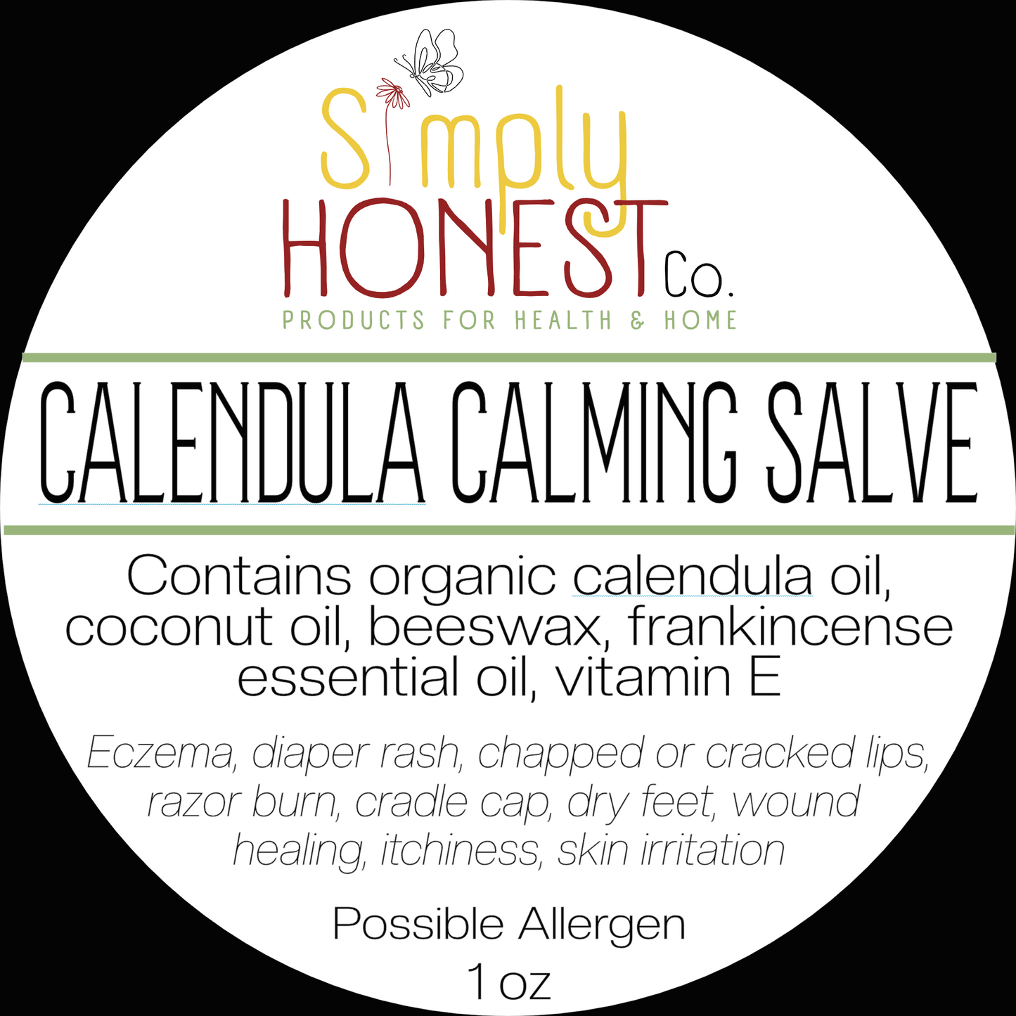 Calendula Calming Salve - Eczema, Psoriasis, Skin Irritation, Itchiness, Wound Care, Dry Skin, Dry Feet, Cracked and Chapped Lips