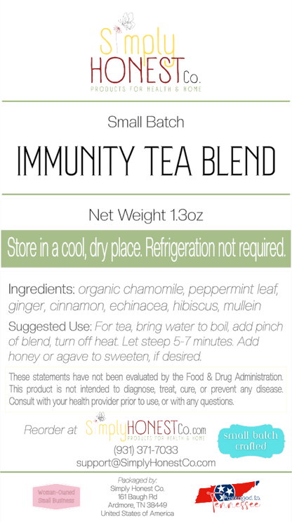 Immunity Tea Blend for Cold and Flu, Stuffy Nose, Cough, Congestion