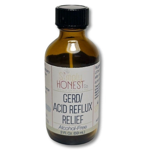 A bottle of Simply Honest GERD/ Acid Reflux Relief, containing 2 fl oz (68 ml) of the product.