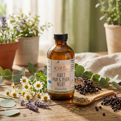 Adult Pain Fever Relief – Natural Herbal Infusion | Alcohol-Free Glycerin Based Syrup