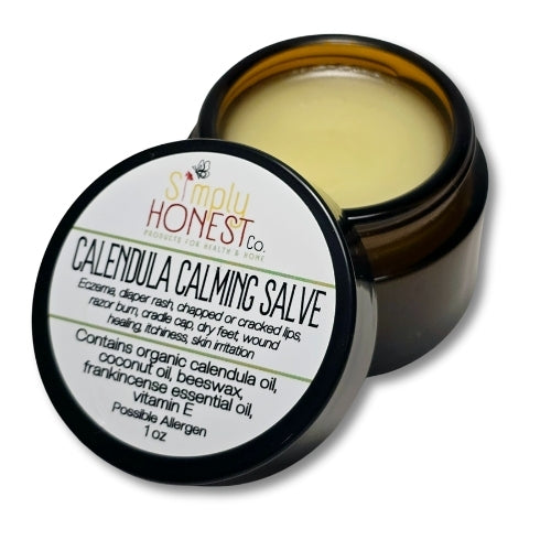Calendula Calming Salve - Eczema, Psoriasis, Skin Irritation, Itchiness, Wound Care, Dry Skin, Dry Feet, Cracked and Chapped Lips