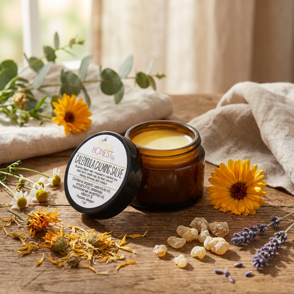 Calendula Calming Salve - Eczema, Psoriasis, Skin Irritation, Itchiness, Wound Care, Dry Skin, Dry Feet, Cracked and Chapped Lips