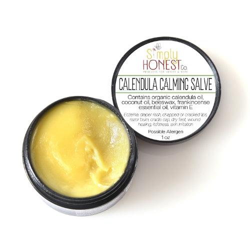 Calendula Calming Salve 1 oz Jar - Eczema, Psoriasis, Skin Irritation, Itchiness, Wound Care, Dry Skin, Dry Feet, Cracked and Chapped Lips