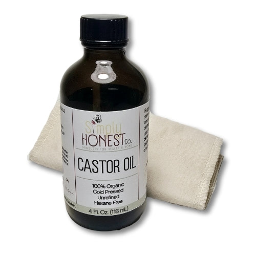 Organic Castor Oil Pack Kit Cold Pressed Hexane Free Unrefined Unbleached Cotton Flannel