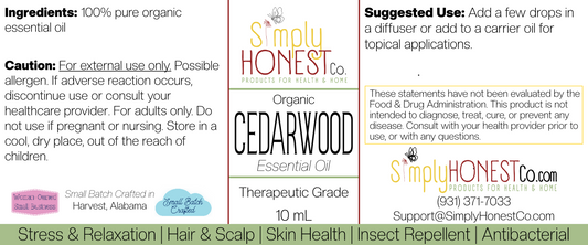 Cedarwood Essential Oil 10mL Glass Bottle