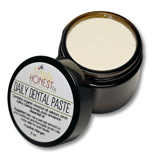 Daily Dental Paste Remineralizing with Coconut Oil, Xylitol, Baking Soda, Peppermint Essential Oil