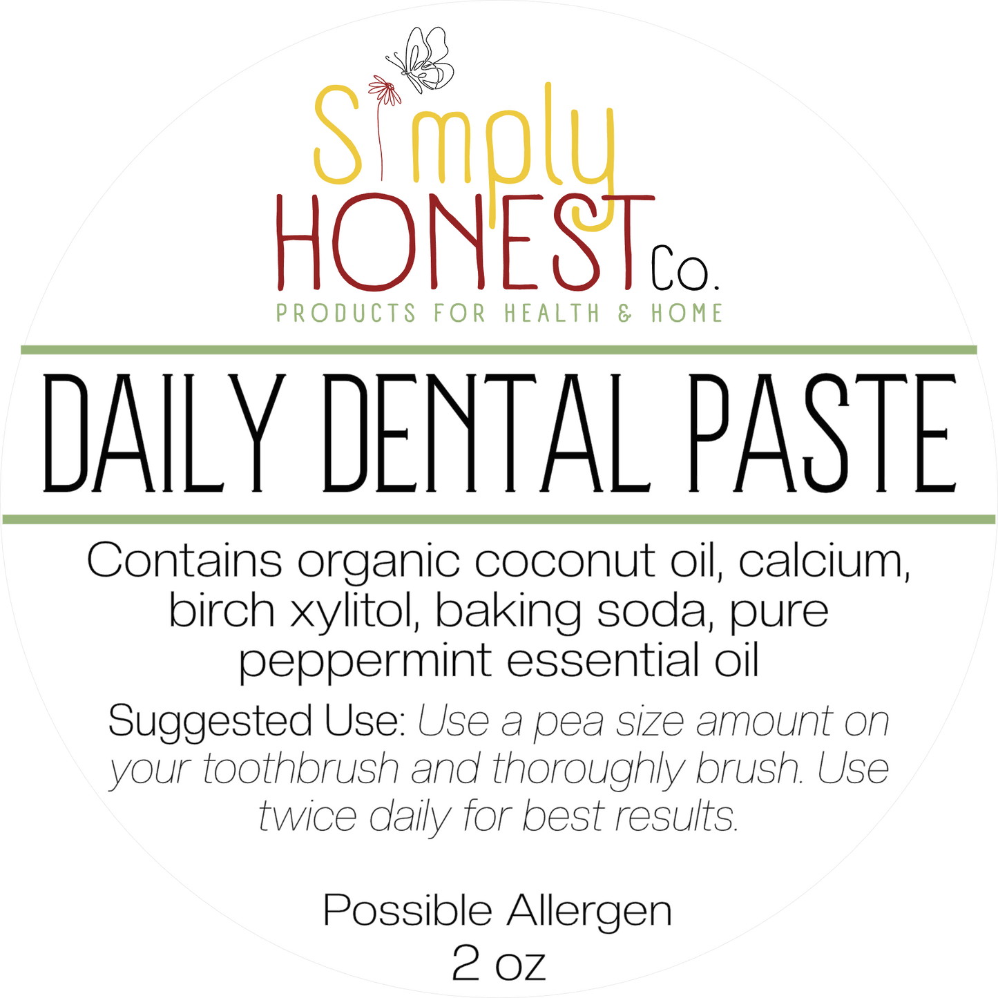 Daily Dental Paste Remineralizing with Coconut Oil, Xylitol, Baking Soda, Peppermint Essential Oil