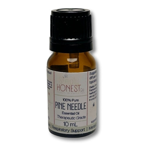 a bottle of pine needle oil on a white background