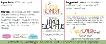 Lemon Eucalyptus Essential Oil 10mL Glass Bottle