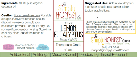 Lemon Eucalyptus Essential Oil 10mL Glass Bottle