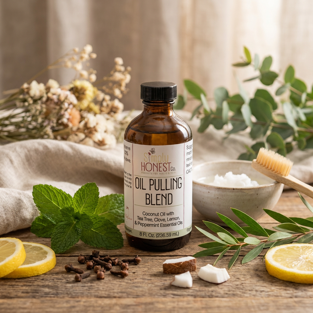 Oil Pulling Blend - Coconut Oil, Clove, Lemon, Peppermint and Tea Tree Essential Oils