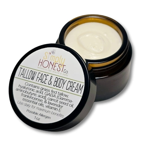 Tallow Face and Body Cream for Moisturizing, Nourishing, and Calming Skin, Wrinkles and Fine Lines