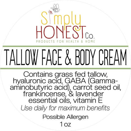 Tallow Face and Body Cream for Moisturizing, Nourishing, and Calming Skin, Wrinkles and Fine Lines