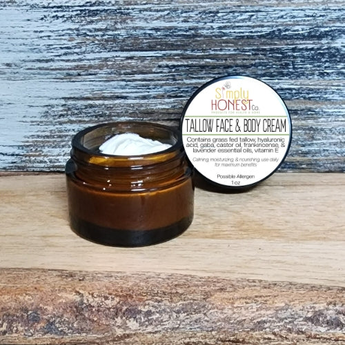Tallow Face and Body Cream for Moisturizing, Nourishing, and Calming Skin, Wrinkles and Fine Lines
